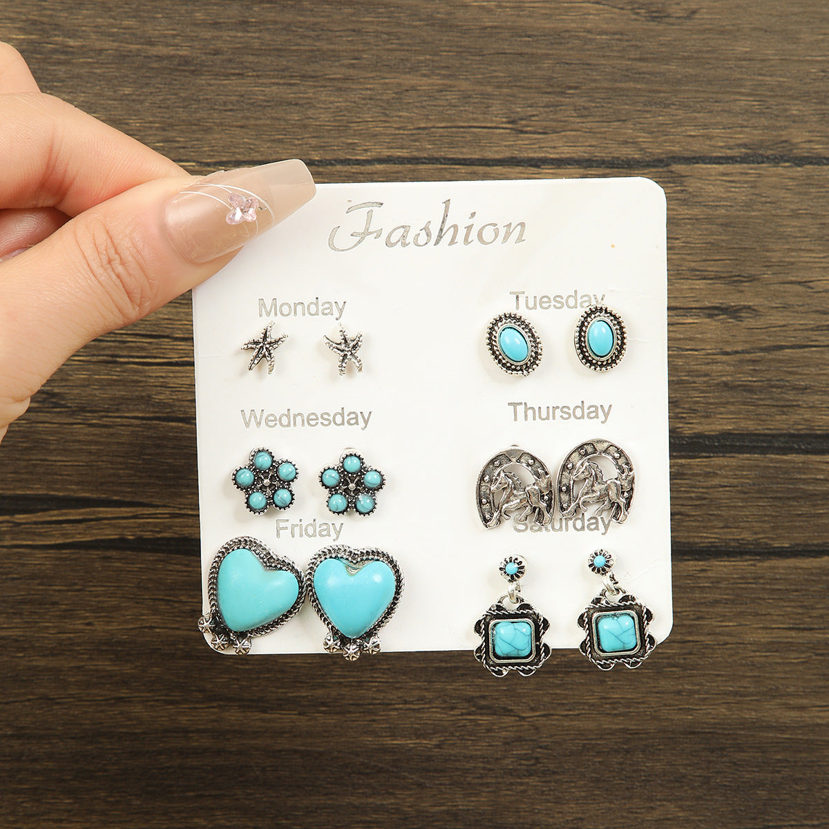 Wholesale  Loving Turquoise Retro Bohemian Ethnic Style  Earrings suit