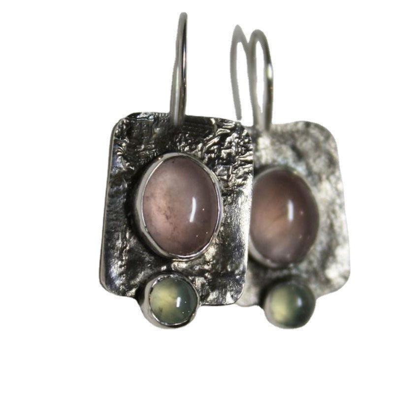 Wholesale Exquisite compact pink Green Cat's Eye Stone earrings