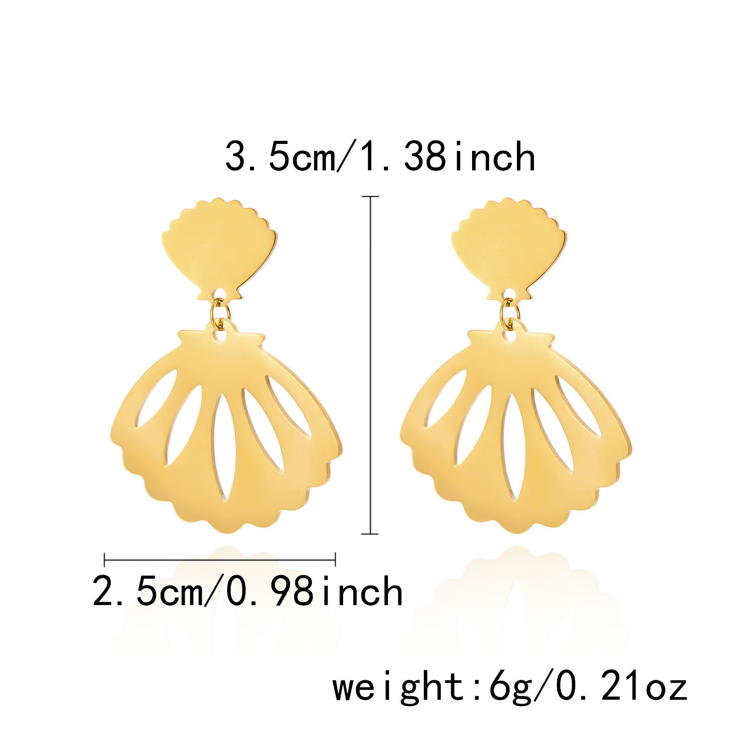Wholesale Stainless Steel Shell Earrings  Fashion Hollow Flower Earrings