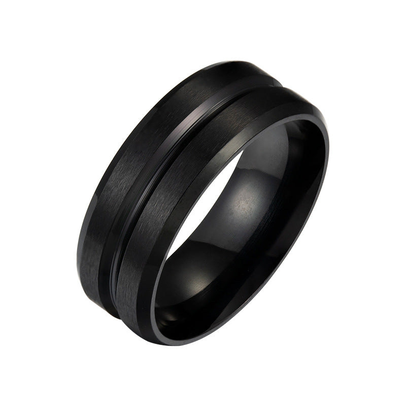 Wholesale  Men's  Electroplated Black Combination Stainless Steel Ring