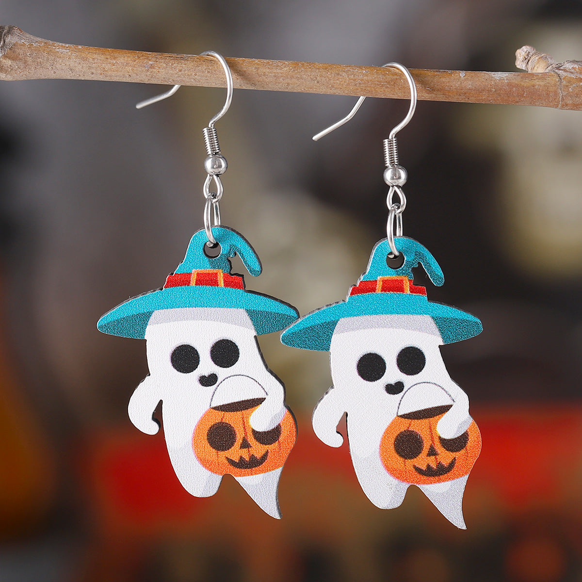 Wholesale Halloween Pumpkin Black Cat Ghost Pendant Earrings