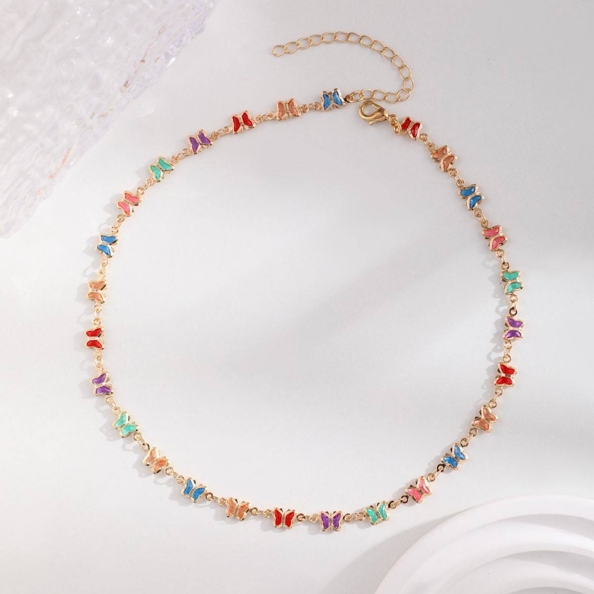 Wholesale Diamond Butterfly Necklace Colorful Diamond Clavicle Chain ACC-NE-JunJie004