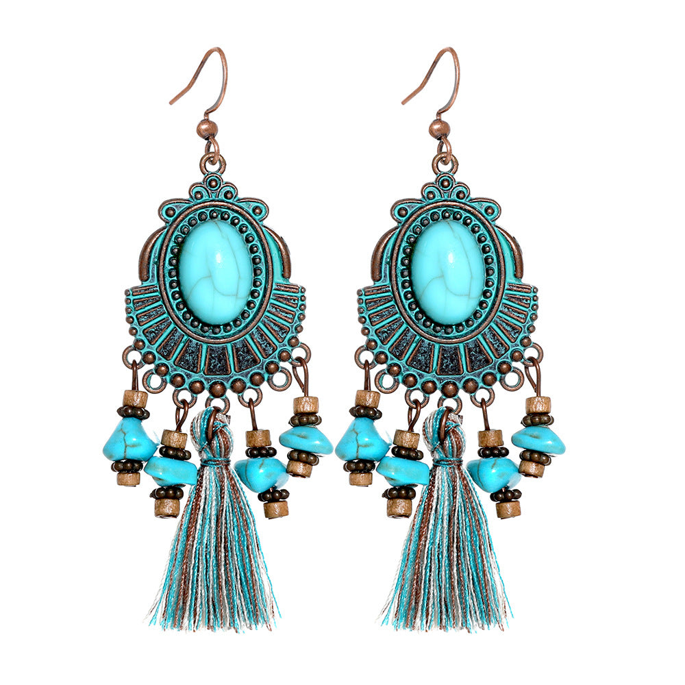 Wholesale Crystal Bohemian Tassel Earrings Vintage Style Women Jewelry Accessory for Everyday Gift