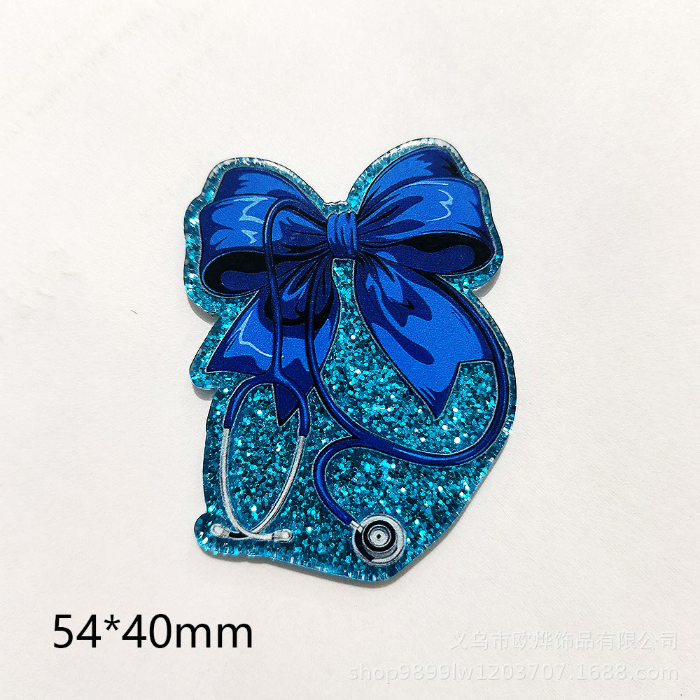 Wholesale 10pcs DIY Flatback cartoon letter pencil cute Acrylic Flatback Badge Reels Retractable Keychain DIY Accessories ACCVIP