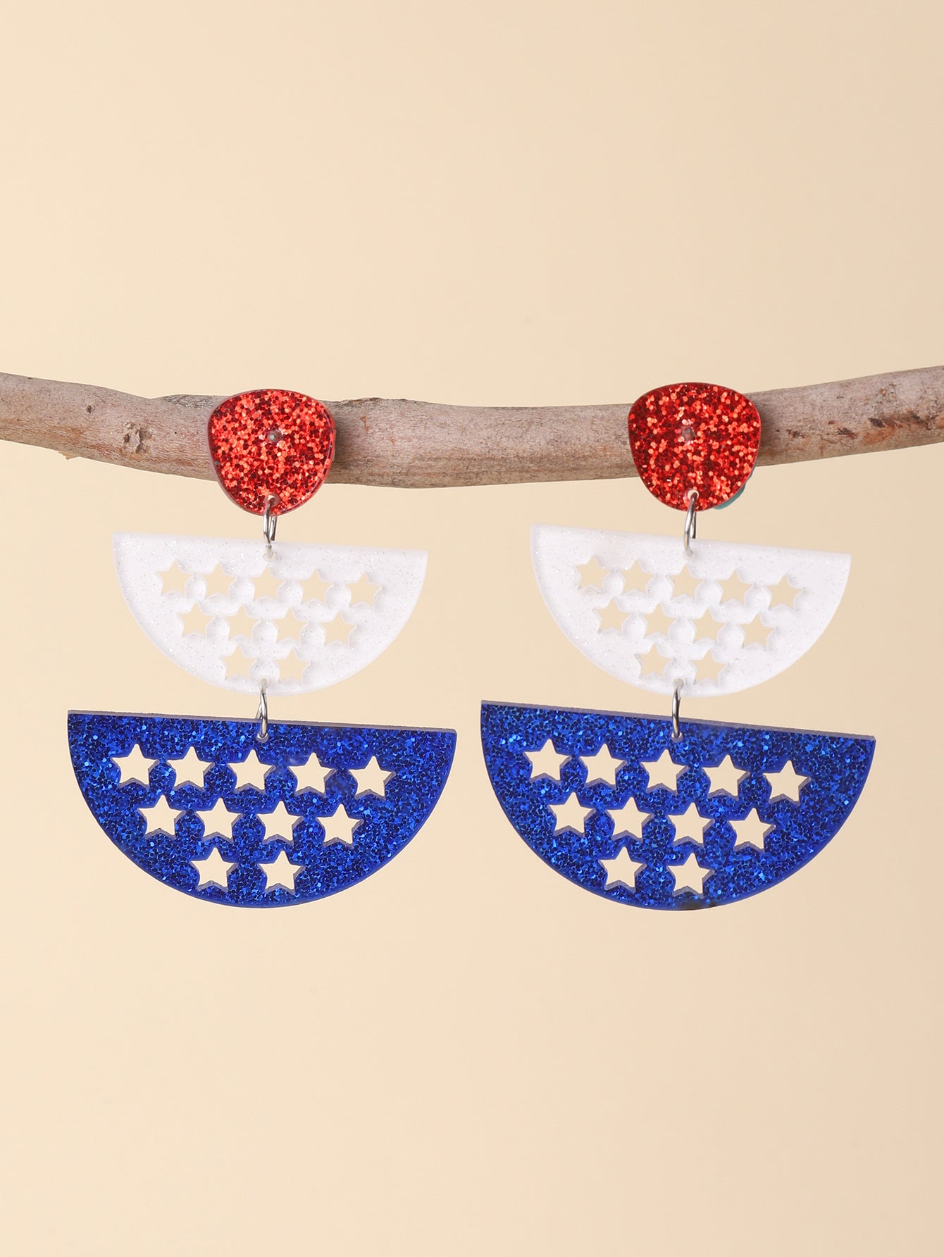 Wholesale Half Circle Acrylic Independence Day Earrings