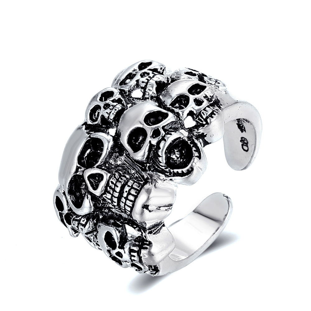 Wholesale Gothic Skull Ring Punk Exaggerated Alloy Open Ring