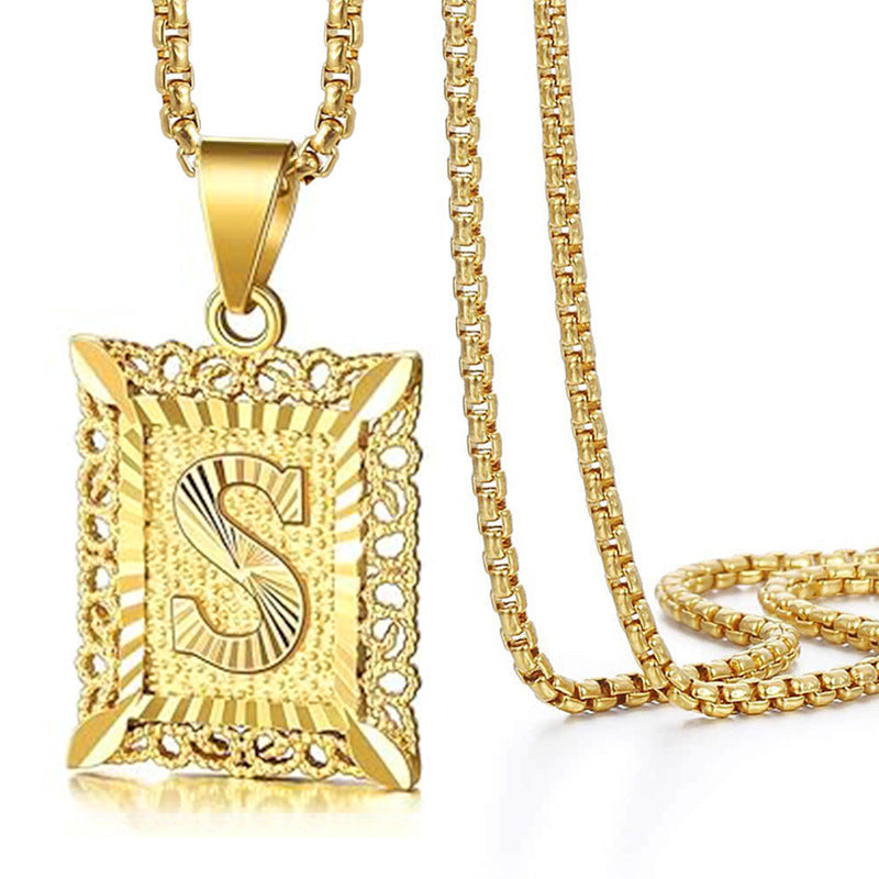 Wholesale  Cuban Chain Men's English 26 Letter Pendant Accessories  Letter Necklace