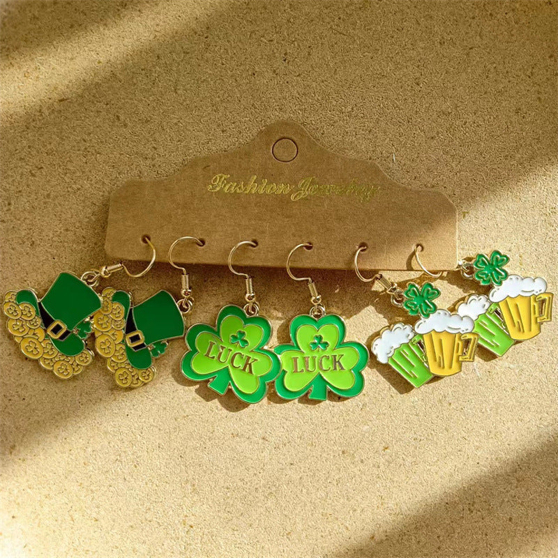 Wholesale St. Patrick's Day Party Pattern Earrings Set