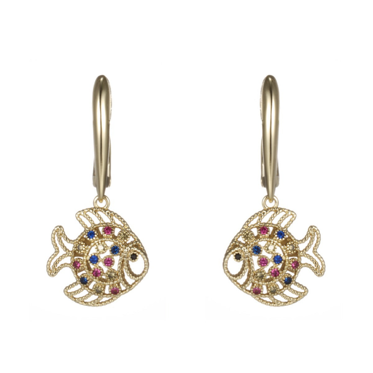 Wholesale Personality Exquisite Hollow Tropical Fish Ear Buckle Earrings