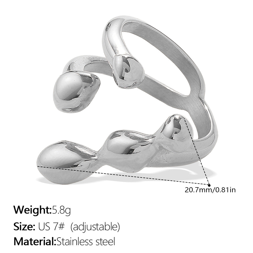Wholesale  Couple' s Simple Plain Glossy Open Ring Stainless Steel 18K Gold-Plated Versatile Ring