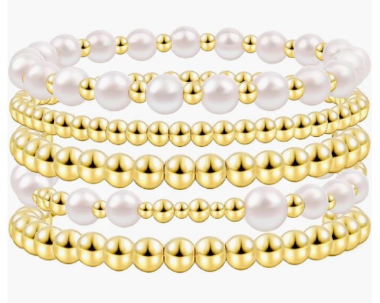 Wholesale Gold Pearl Bracelet Acrylic Gold Beads Pearl Bracelet