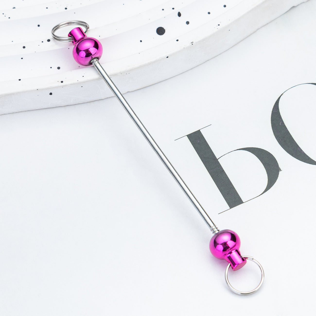 Wholesale  DIY beadable  gradient color handmade beaded keychain