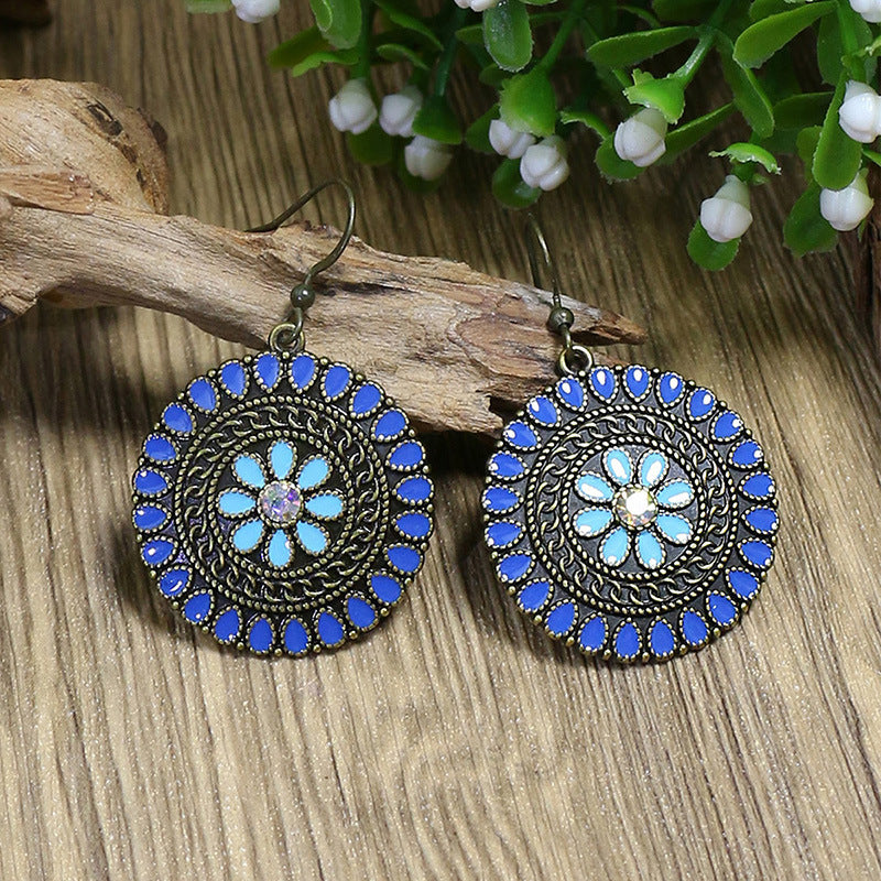 Wholesale Alloy Clear Drip Oil Geometric Bohemian Earrings for Women Fashion Accessory