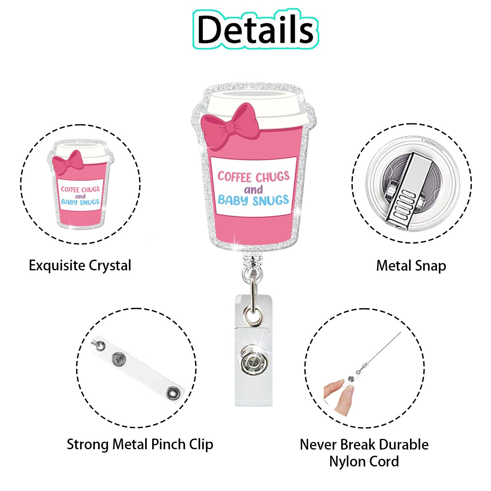 Wholesale Acrylic Retractable Badge Reel Baby Pattern for Nurse ID Card Holder Cute Gift