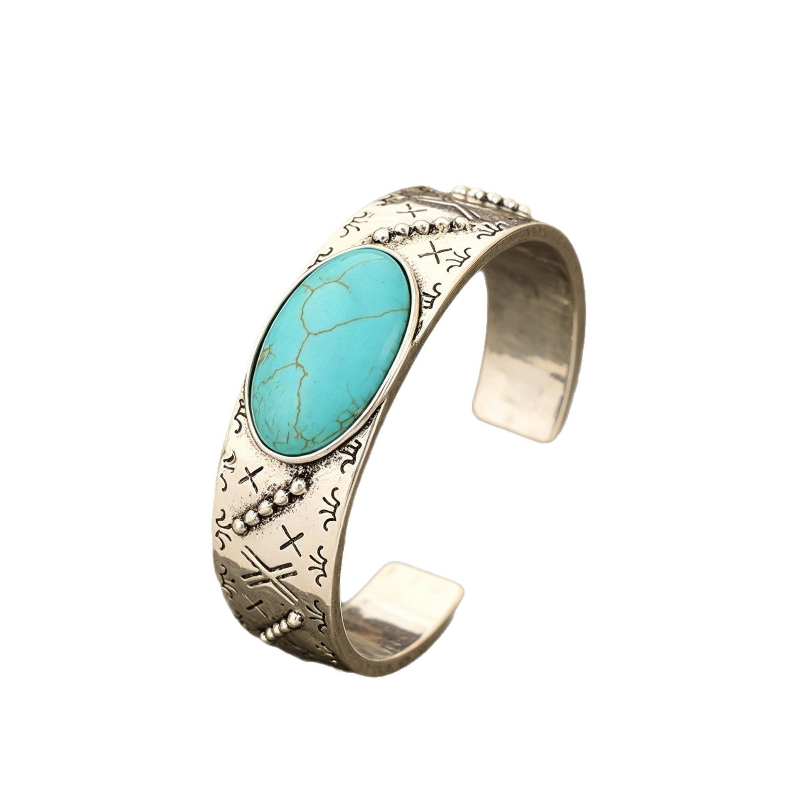 Wholesale Retro Turquoise Print Open Bangle Chic Jewelry Accessory For Everyday Wear