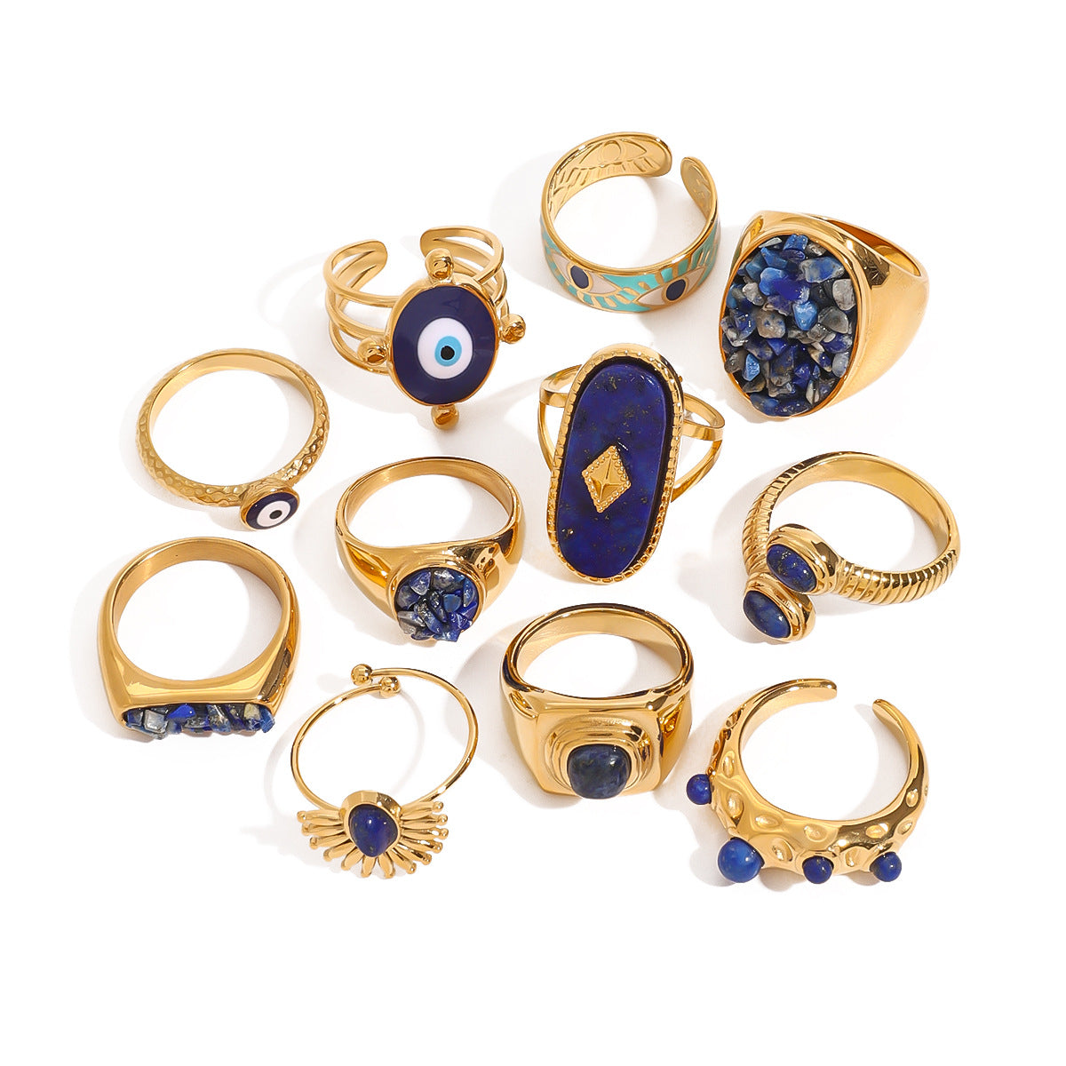 Wholesale Stainless Steel Natural Stone Geometric Ring Fashion Jewelry Accessory Everyday Wear