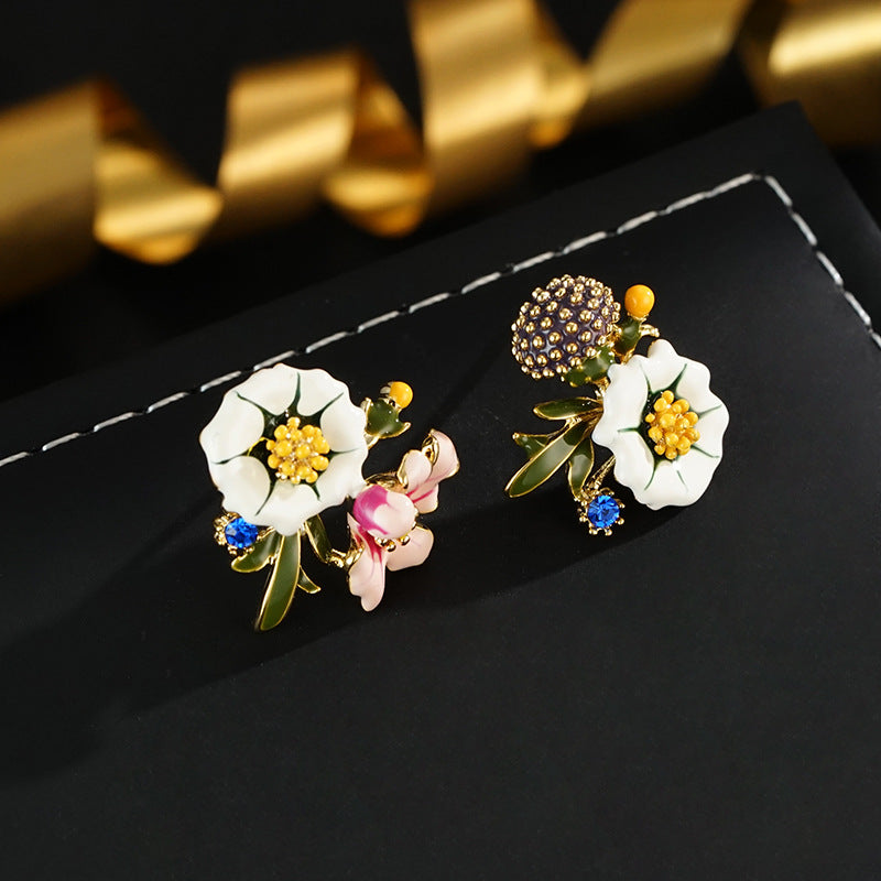 Wholesale Enamel Color Oil Drop 18K True Gold Color Preservation  Earrings