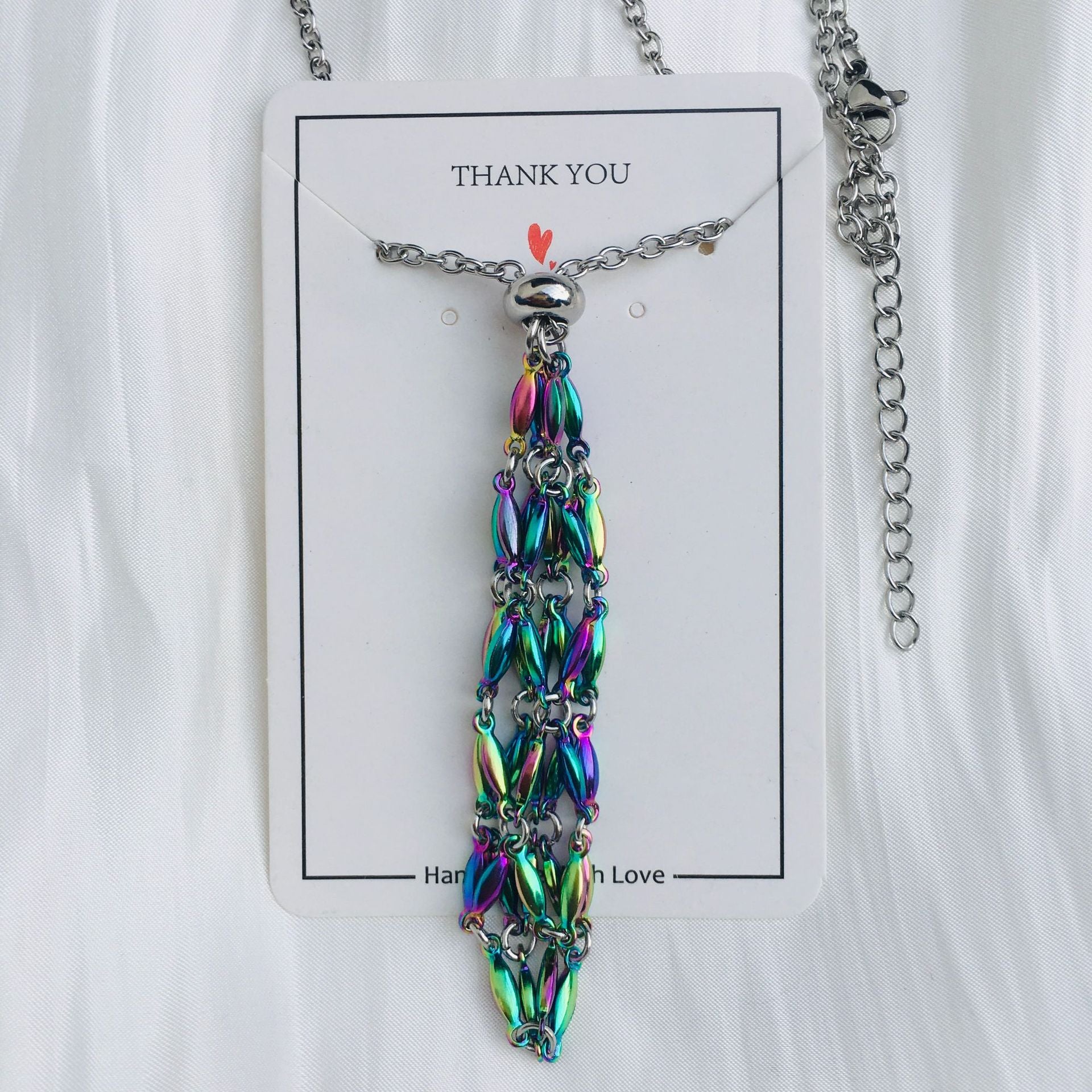 Wholesale Crystal Natural Stone Bamboo Adjustable Stainless Steel Mesh Necklace ACC-NE-RongGuan003