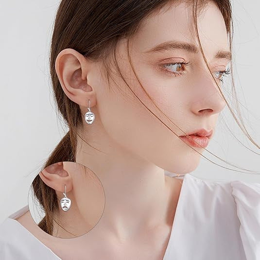 Wholesale  Creative Comedy and Tragedy Masks Sad and Happy Earrings