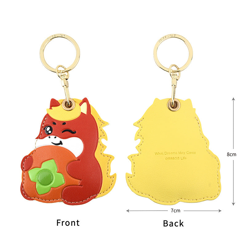 Wholesale Fruit Print Drop Shaped PU Leather Card Holder Keychain Cute Bag Charm Boutique Resale Gift