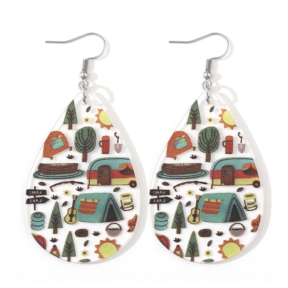 Wholesale Bonfire Party Transparent Acrylic Water Drop Earrings