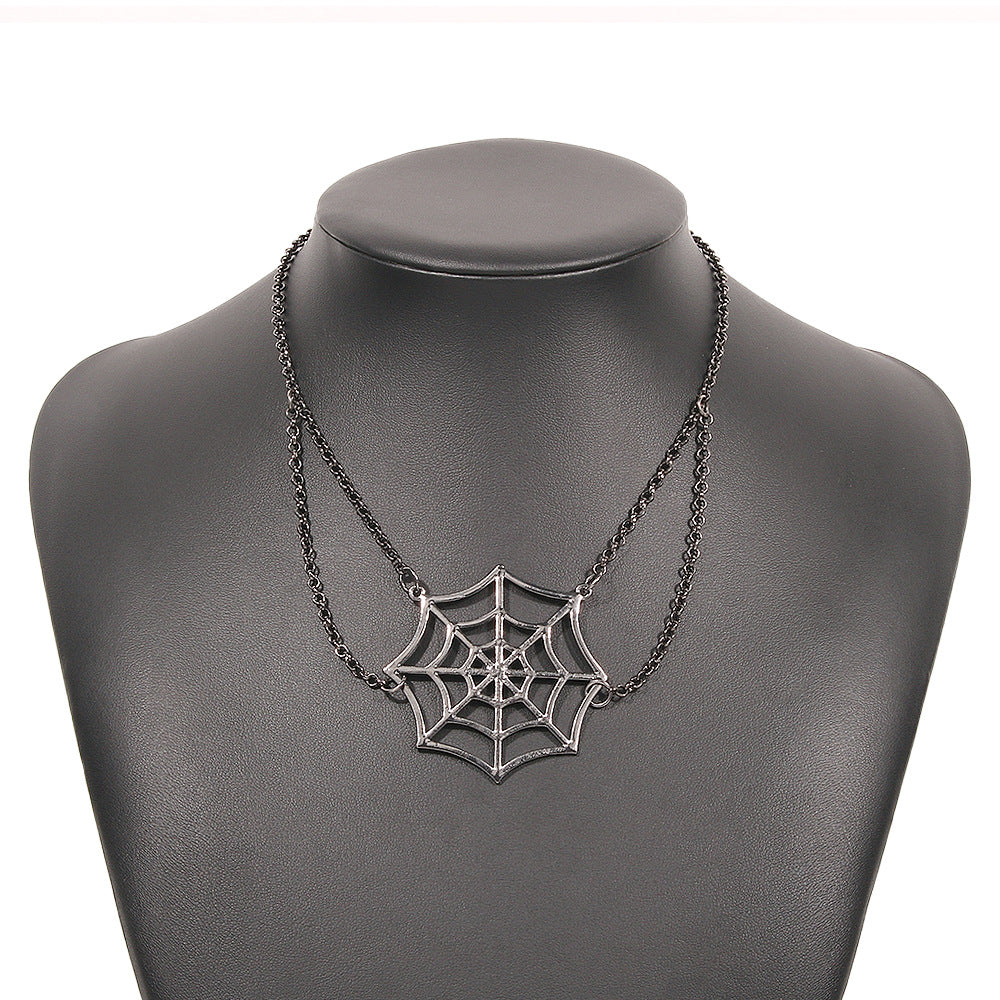 Wholesale  Alloy Necklace Spider Web Gothic Fun Necklace