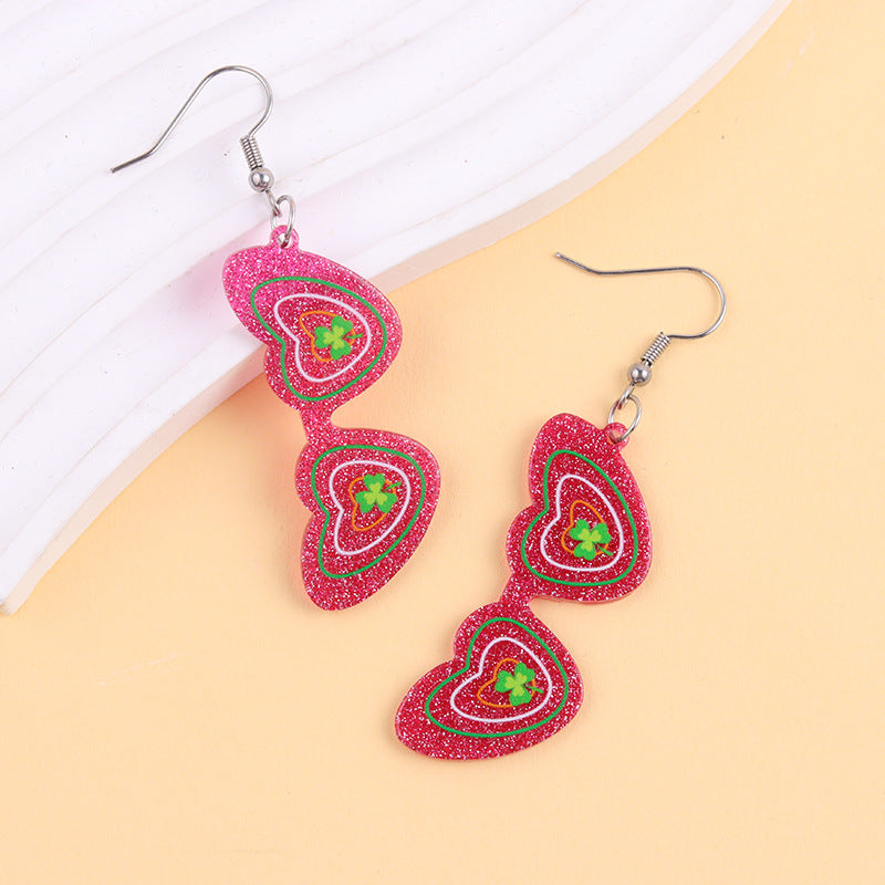 Wholesale  Irish Clover Acrylic Earrings