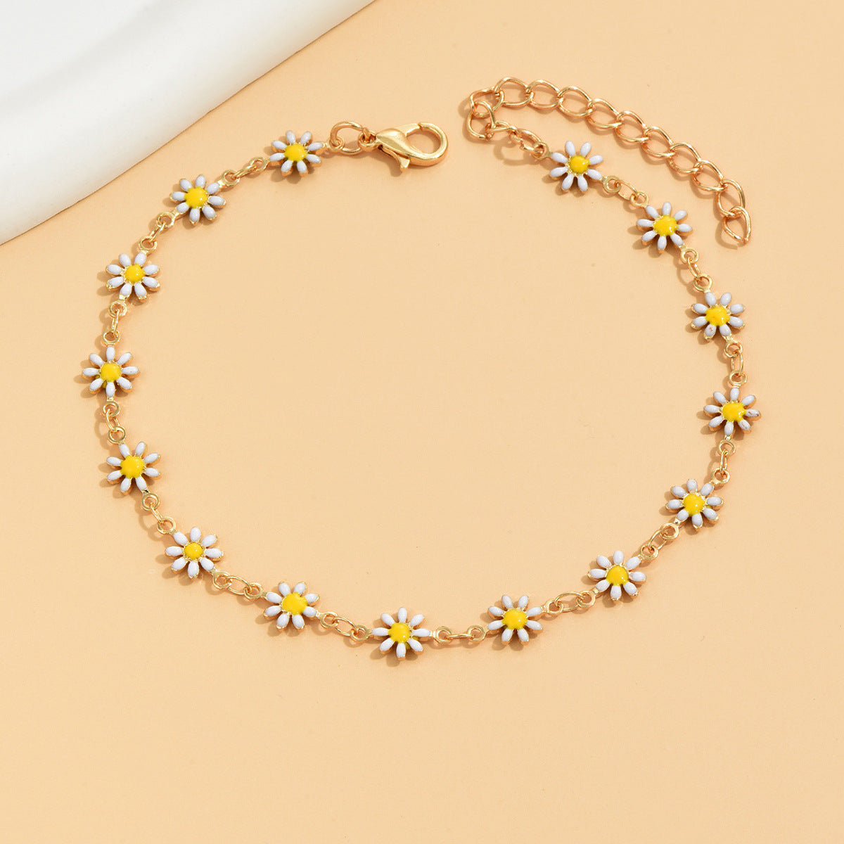 Wholesale Drop Oil Alloy Daisy  Anklets