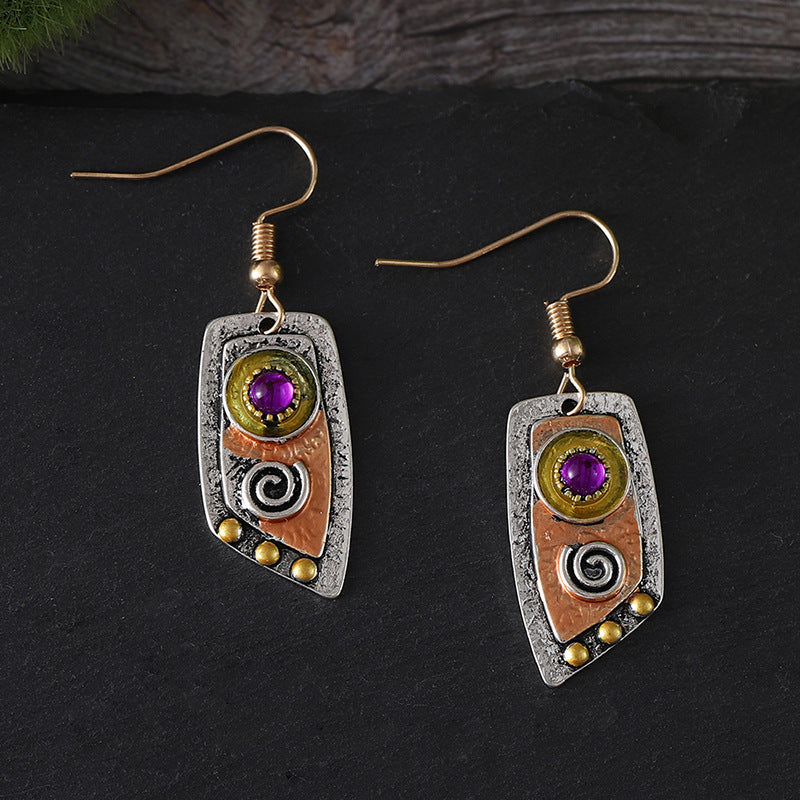 Wholesale  Retro Leather Pattern Earrings