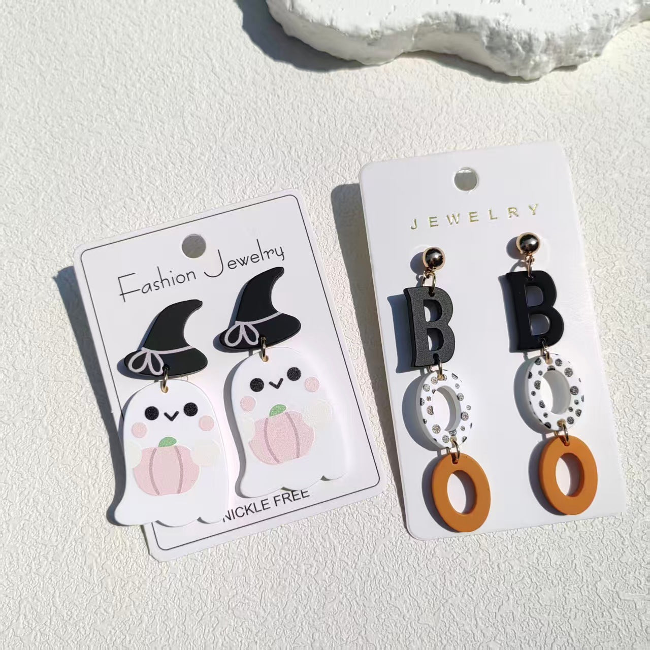 Wholesale  Boo Ghost Witch Hat Zebra Print Acrylic Earrings Party Gift