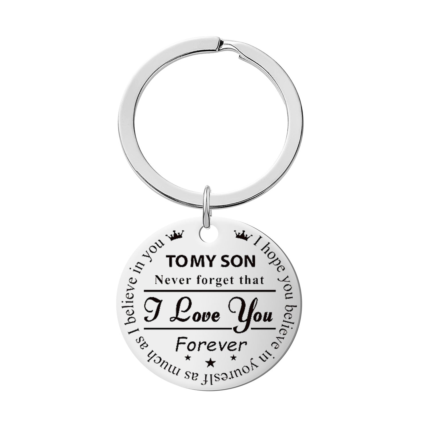 Wholesale TO MY SON / DAUGHTER laser engraved stainless steel keychain