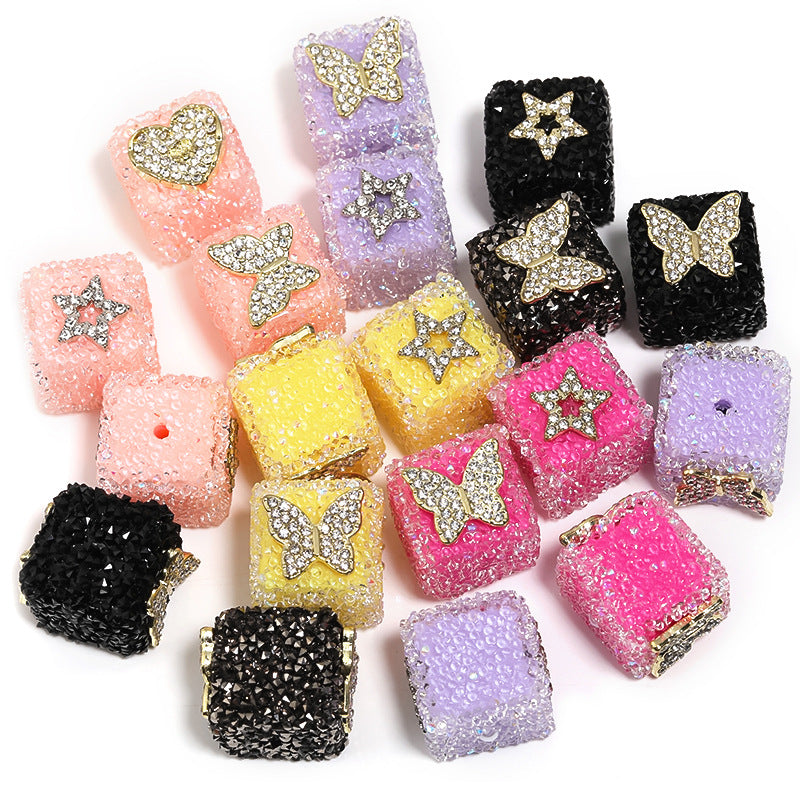 Wholesale of 5pcs Water Diamond Sugar Beads Butterfly Five Pointed Star Square Diamond Ball Beads ACC-BDS-BLG009