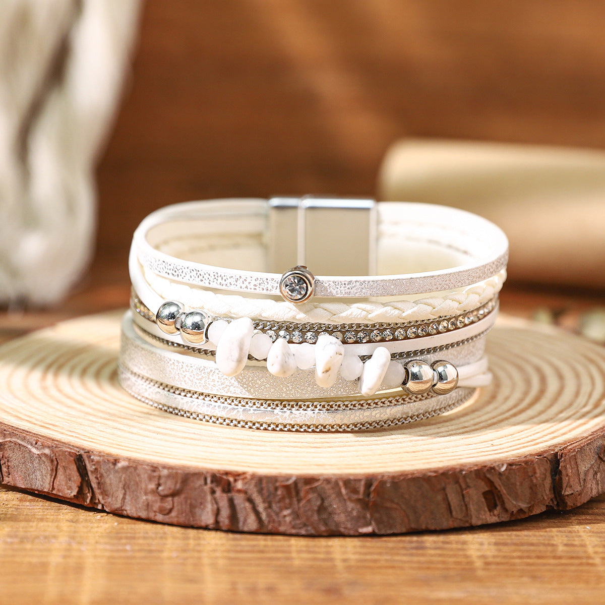 Wholesale Bohemian Stacked PU Leather Bracelet