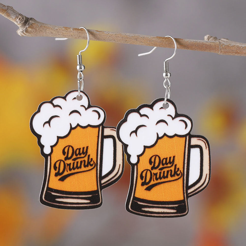 Wholesale Summer Style Beach Party Beer Mug Acrylic Earrings ACC-ES-ChuLian092