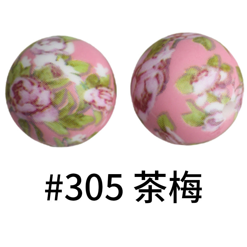 Wholesale 50pcs Western Style Leopard Skull Color Aztec Printed Silicone Balls Beads ACC-BDS-HeSheng005