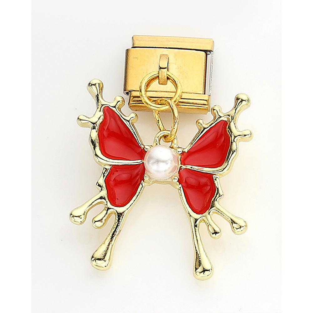 Wholesale 10pcs Italian Charm Bracelet 9mm DIY Splicing Golden Cherry Mushroom Stainless Steel Composable Bracelet