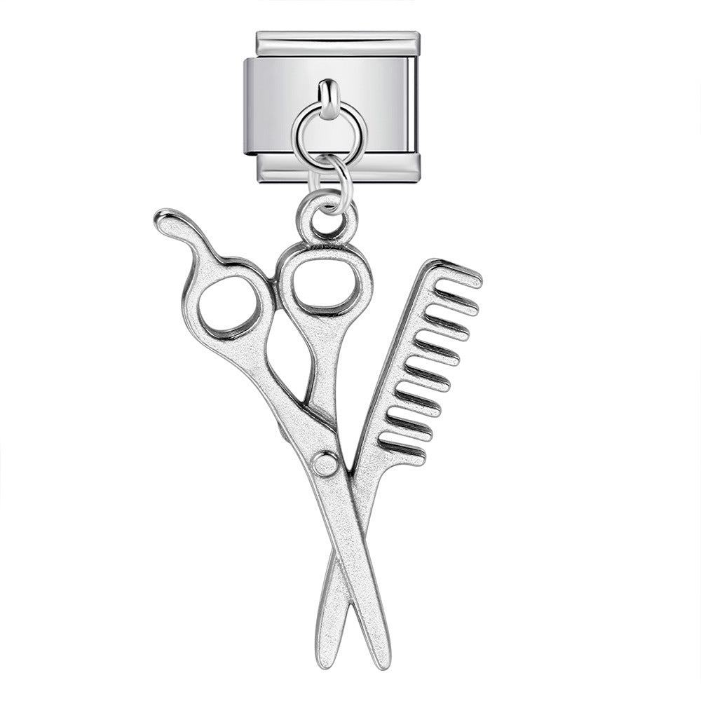 Wholesale  Italian Charm Bracelet 9mm DIY single hook pendant Creative Stainless Steel Composable Bracelet