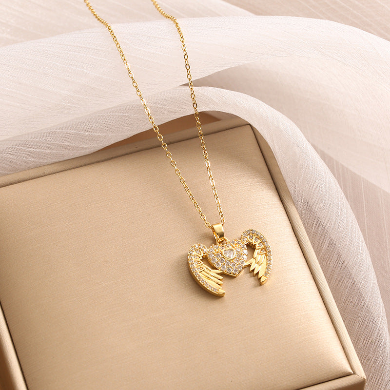 Wholesale Black and White Double-sided Four-leaf Clover Stainless Steel Necklace Light Luxury Necklaces ACC-NE-Nayin003