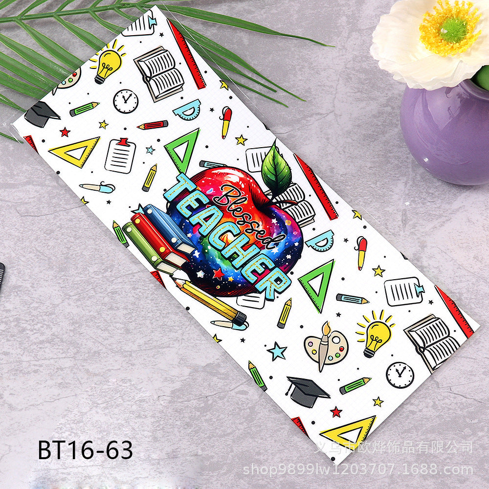 Wholesale Cartoon pencil medical UV transfer stickers crystal stickers tear film leave word crystal stickers 16oz glass stickers