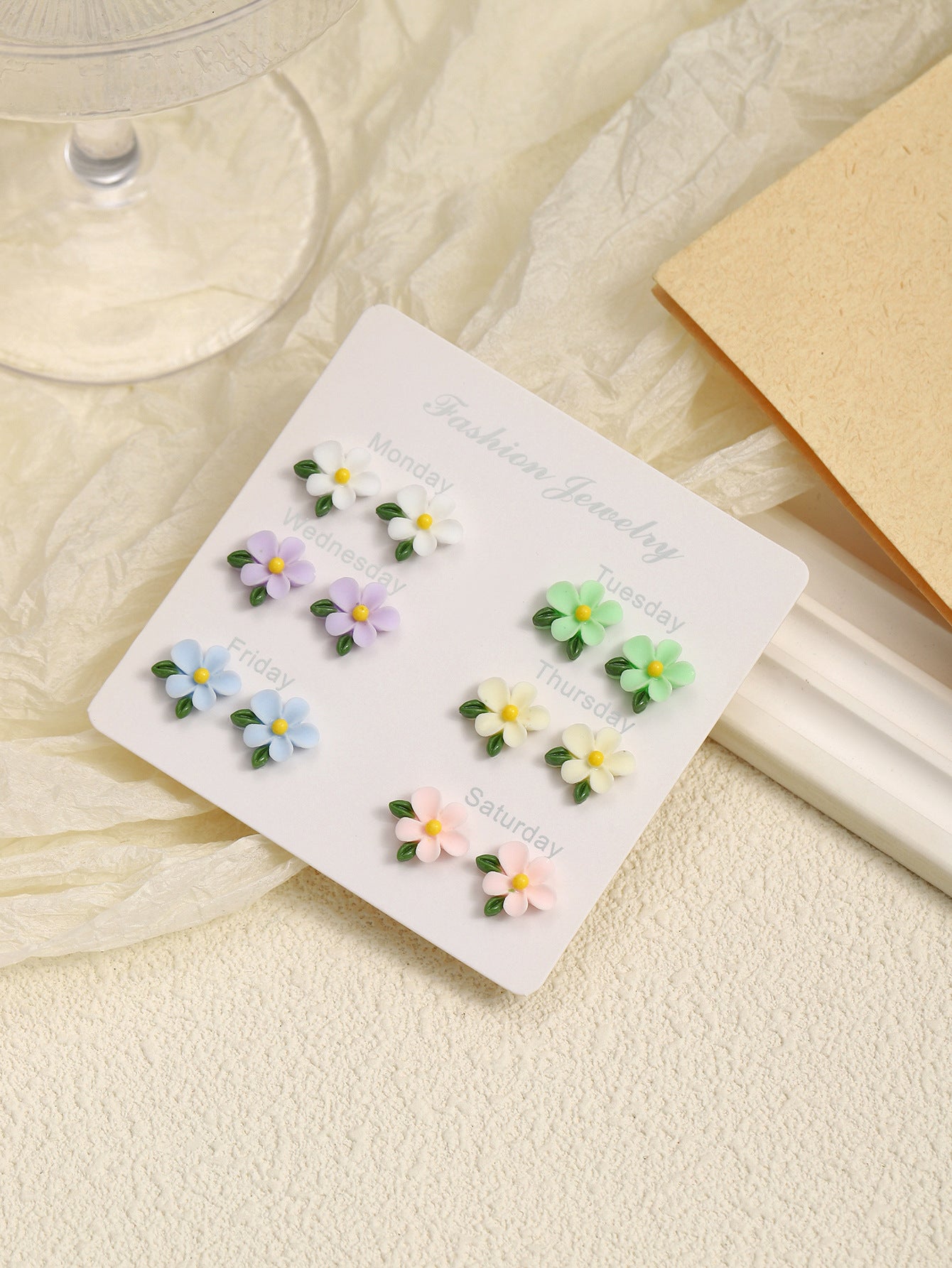 Wholesale Colorful resin flower earrings set