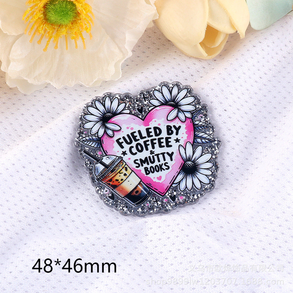 Wholesale 10pcs DIY Flatback cartoon letter pencil cute Acrylic Flatback Badge Reels Retractable Keychain DIY Accessories ACCVIP