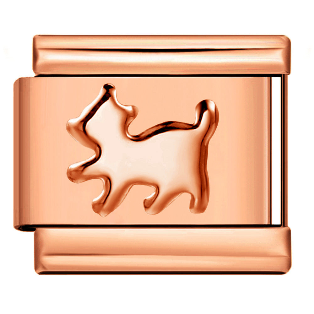 Wholesale Italian Charm Bracelet 9mm DIY Splicing Rose Gold Series Stainless Steel Composable Bracelet