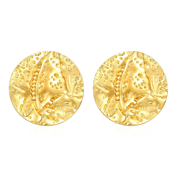 Wholesale Round Concave Stainless Steel Earrings 18K Gold Earrings