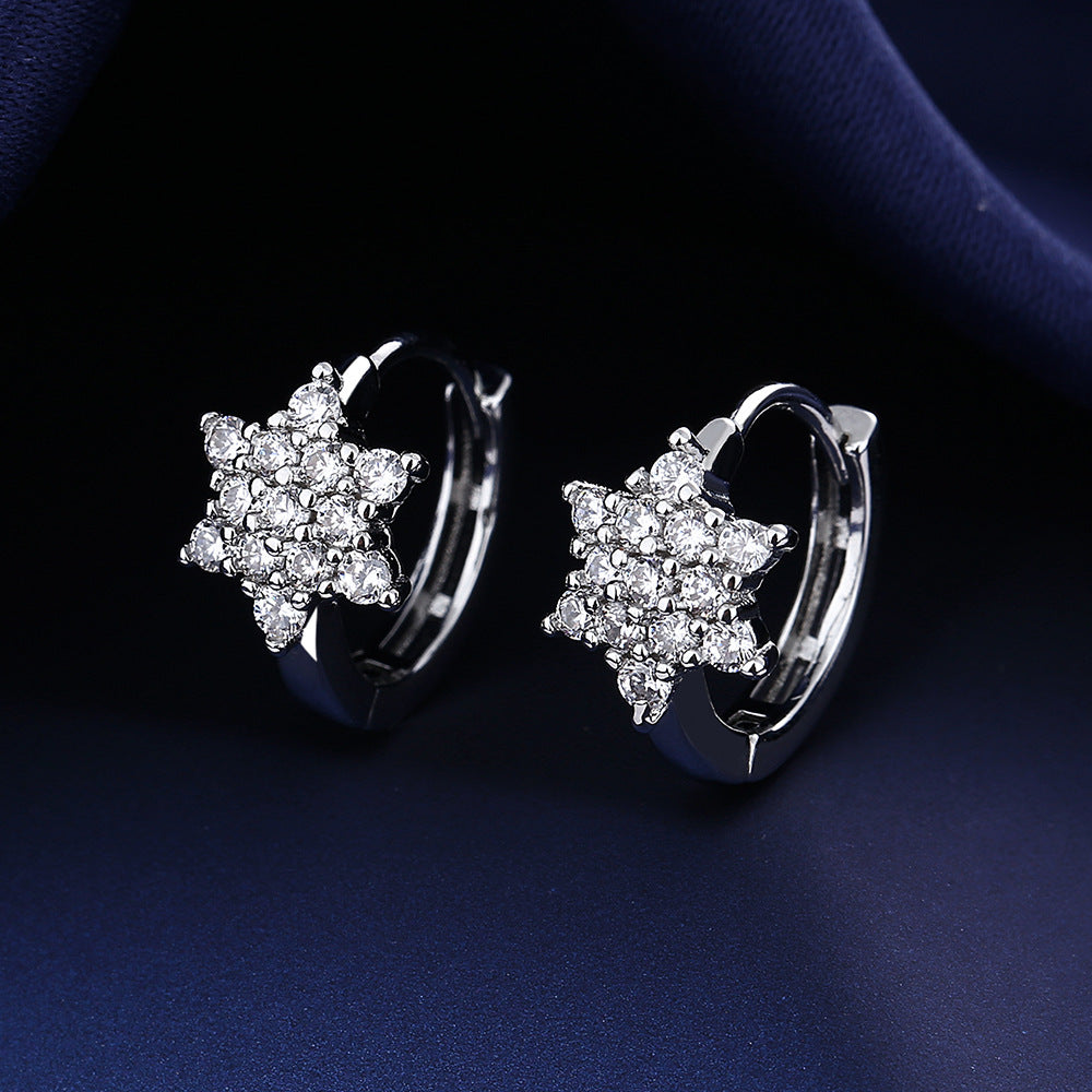 Wholesale Micro-inlaid Five-pointed Star Full Diamond Zircon Earrings