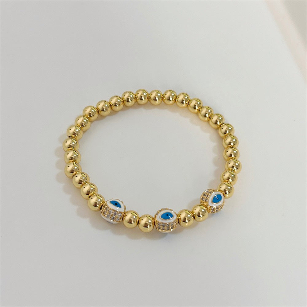 Wholesale 18K Gold Beaded Oil Dripping Devil's Eye Bracelet ACC-BT-Qiqi012