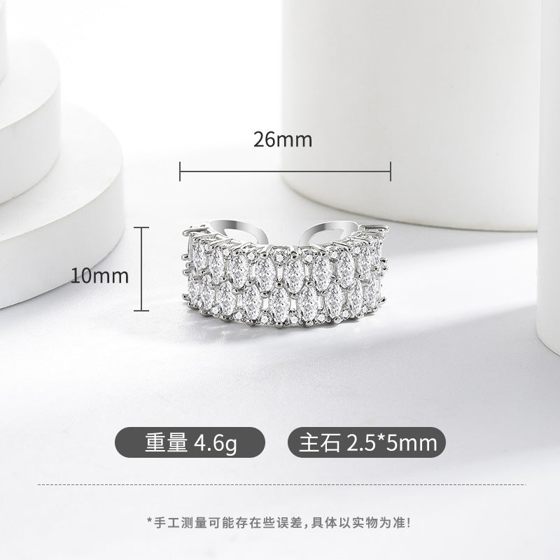 Wholesale Copper open ring encrusted with cubic zirconia