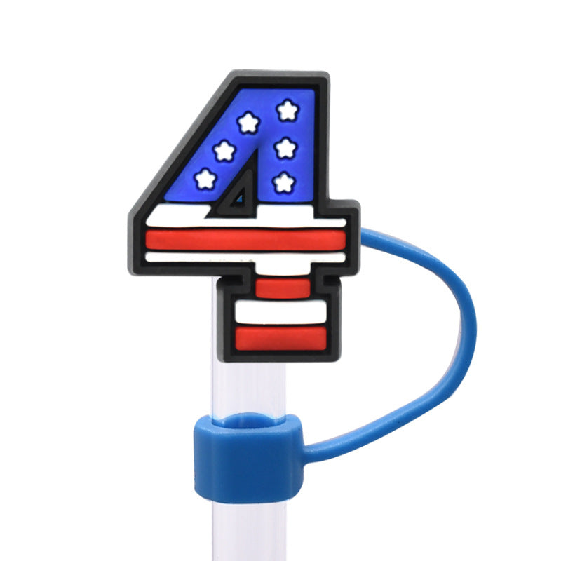 Wholesale Random 100pcs dustproof straw cap letter Straw Cover Straw Tube Cap