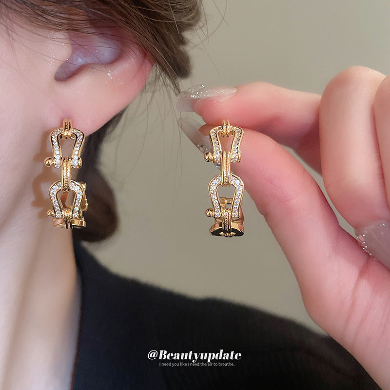 Wholesale Real Gold Silver Needle Zircon  Earrings