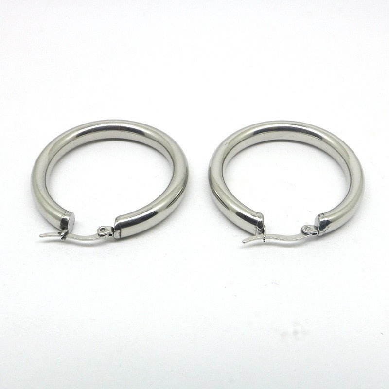 Wholesale  4mm5mm thick 316L stainless steel  hollow tube earrings