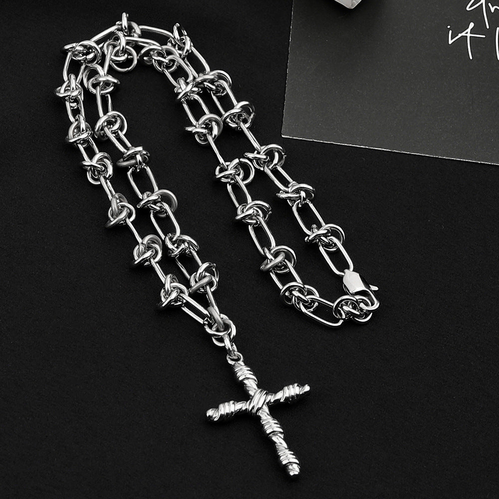 Wholesale Titanium Steel Cross Knot Chain Necklace